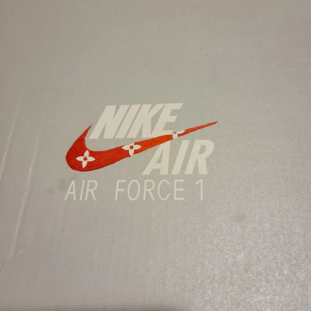 Customized LV -Nike- Air force 1's...Size 10.5 mens...Red/White - Picture 10 of 14